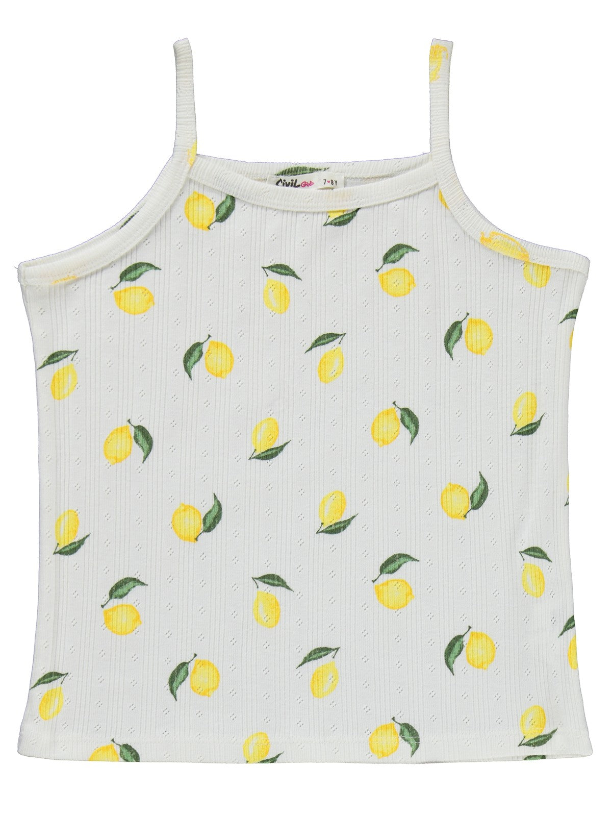 Civil Girls Limon Desenli Şortlu 6-9 Yaş Pijama Takımı - Kırık Beyaz