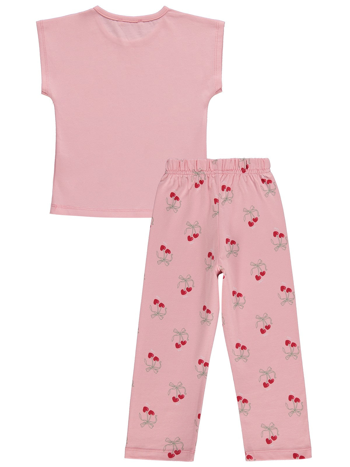 Civil Girls Kiraz Desenli 2-5 Yaş Pijama Takımı - Pudra