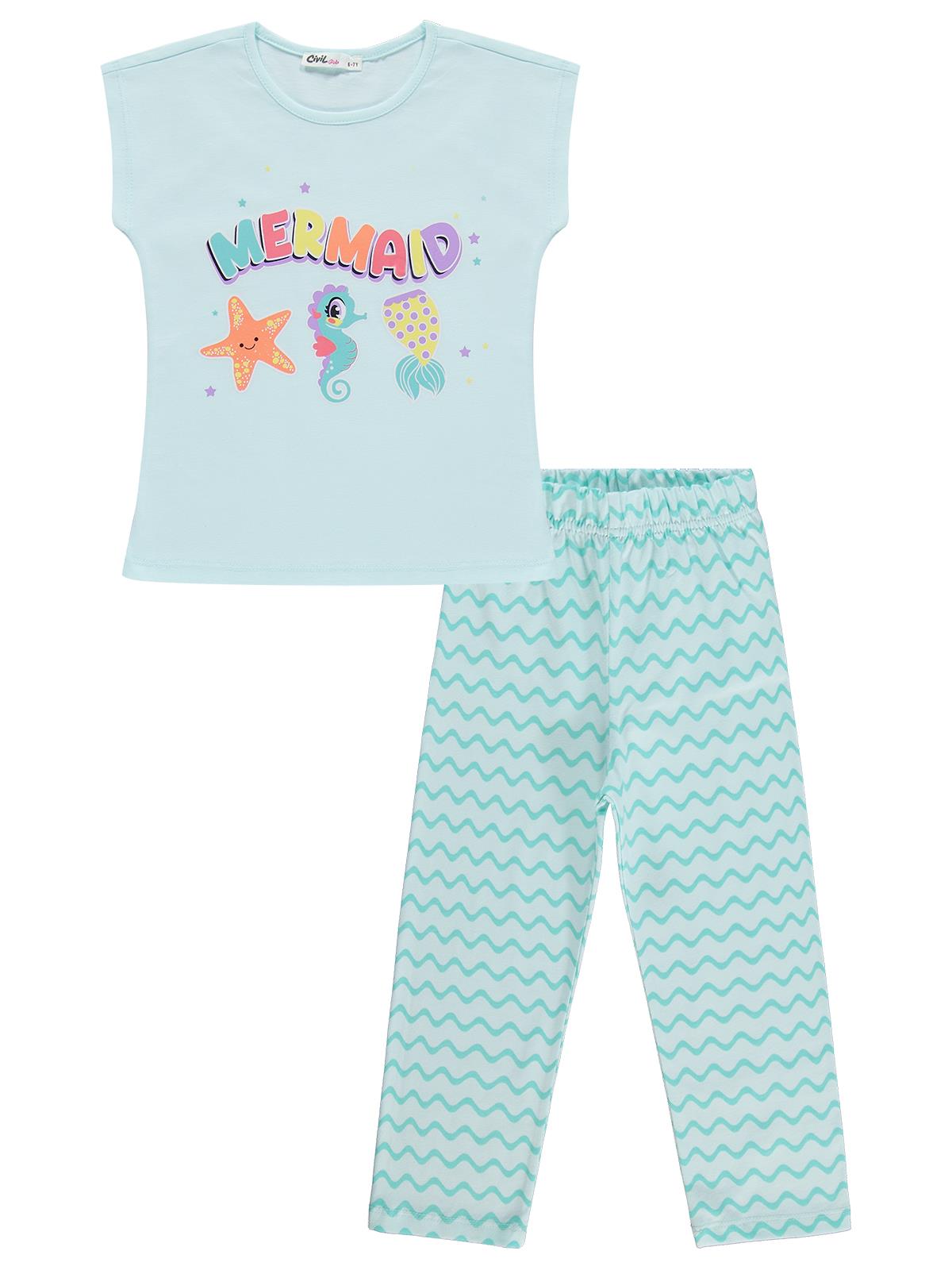 Civil Girls Mermaid Baskılı 6-9 Yaş Pijama Takımı - Yeşil