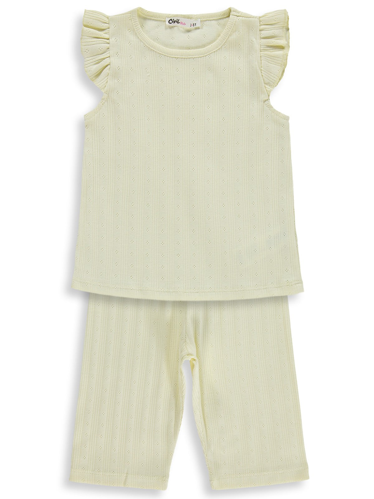 Civil Girls Kaprili 2-5 Yaş Pijama Takımı - Sarı