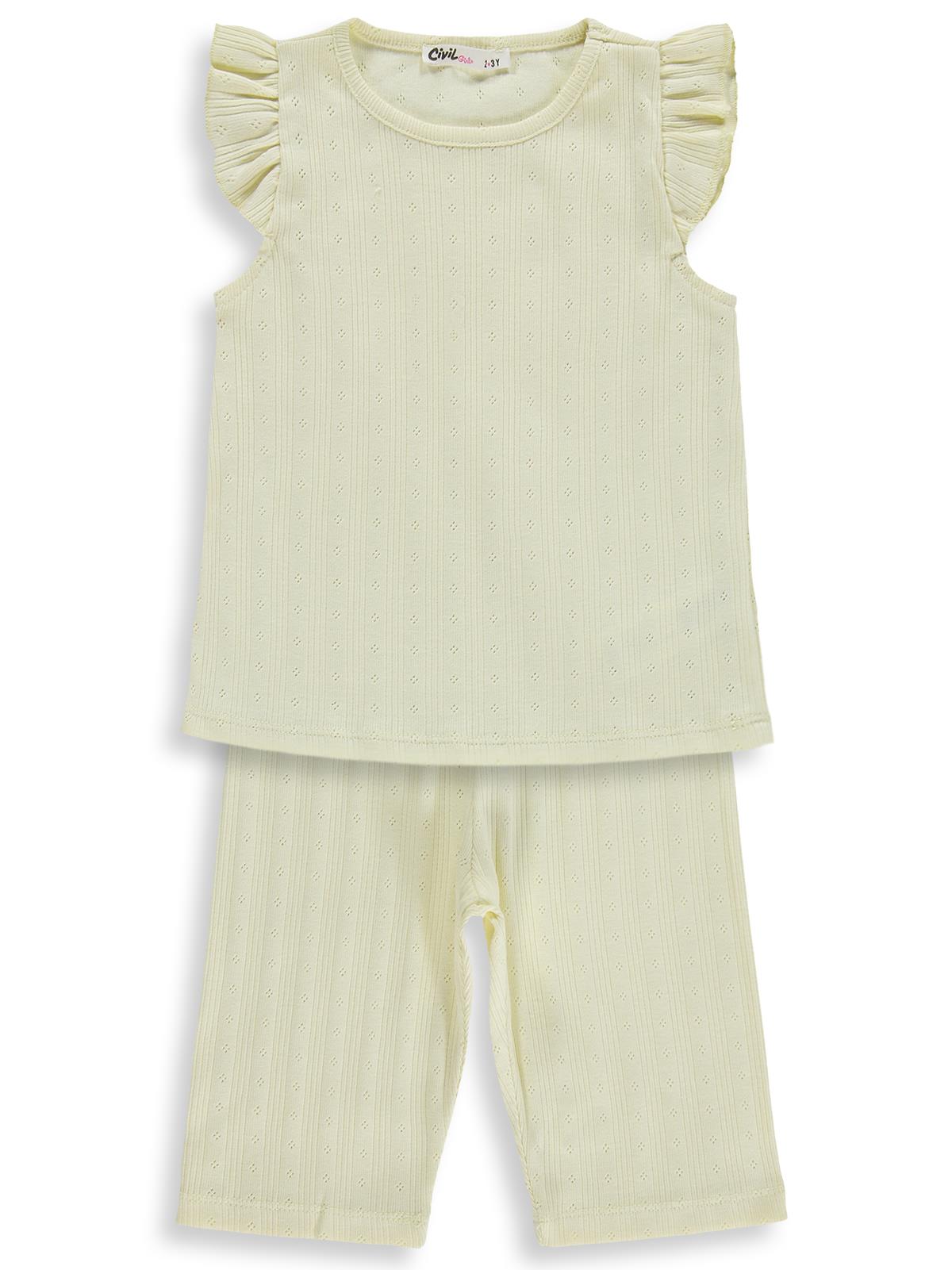 Civil Girls Kaprili 2-5 Yaş Pijama Takımı - Sarı