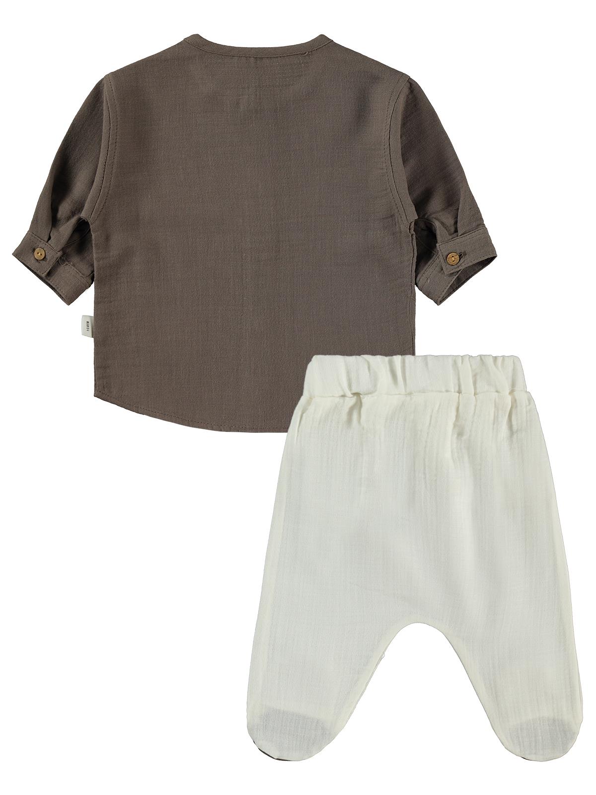 Civil Baby Palmiye Nakışlı 1-9 Ay Pijama Takımı - Ekru