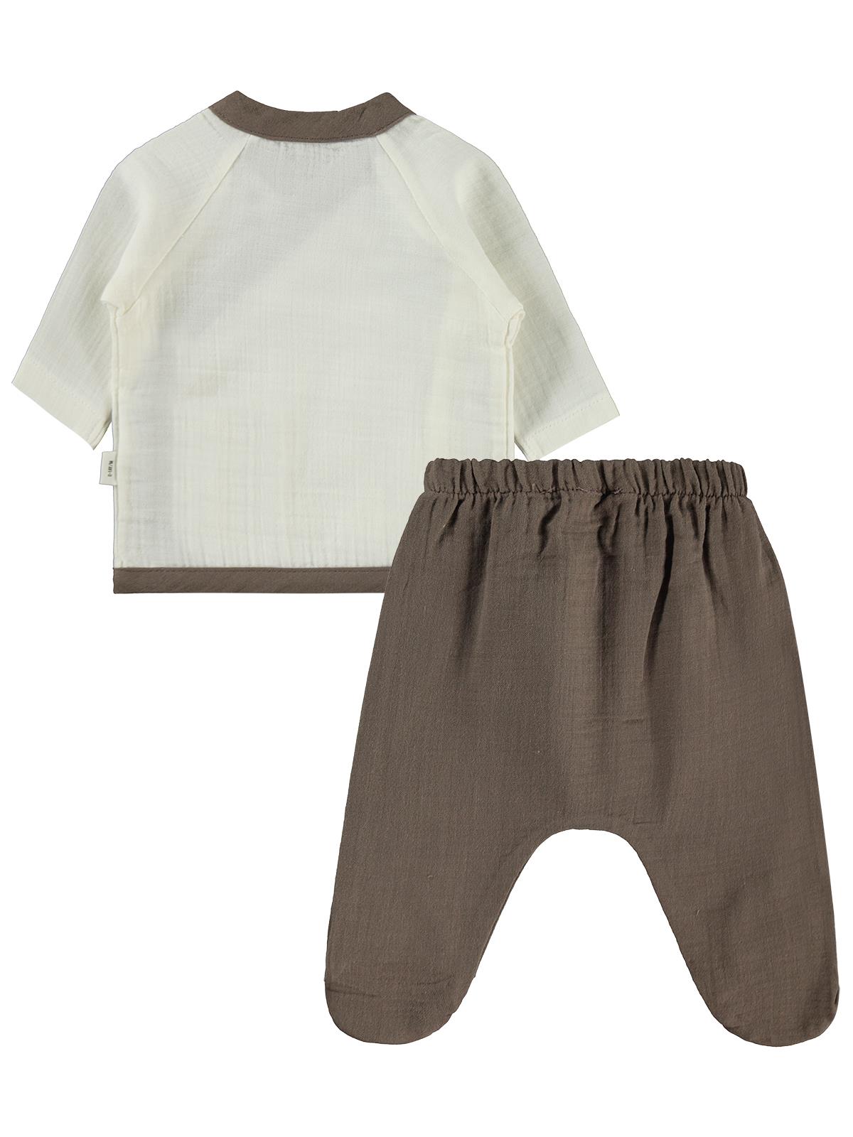 Civil Baby Palmiye Nakışlı Zıbın Takımları - Ekru