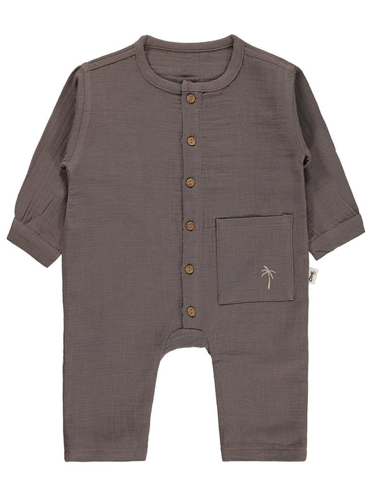 Civil Baby Palmiye Nakışlı 3-12 Ay Tulum - Kahverengi