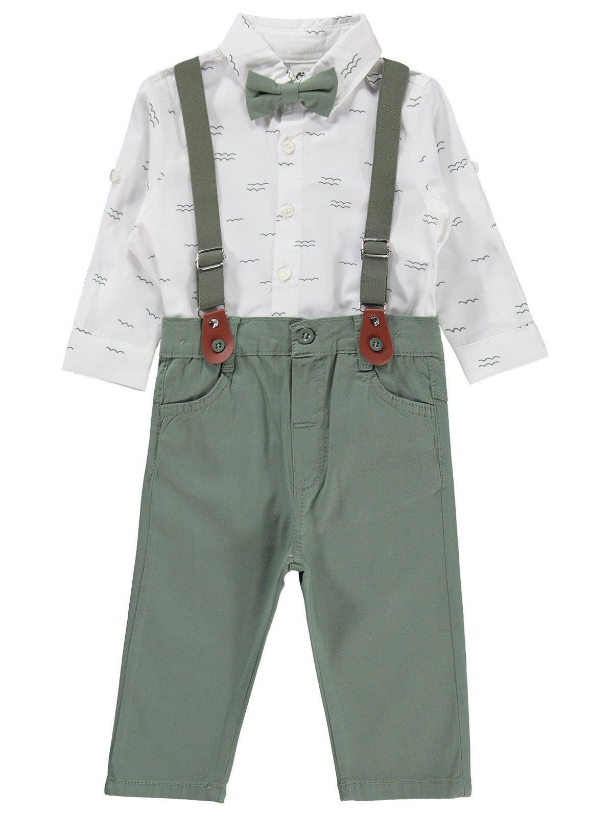 Civil Baby Papyonlu Askılı 6-18 Ay Takım - Haki