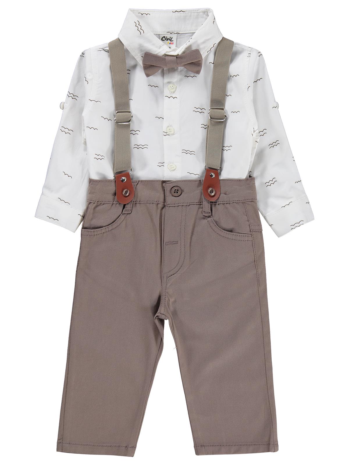 Civil Baby Papyonlu Askılı 6-18 Ay Takım - Kahverengi