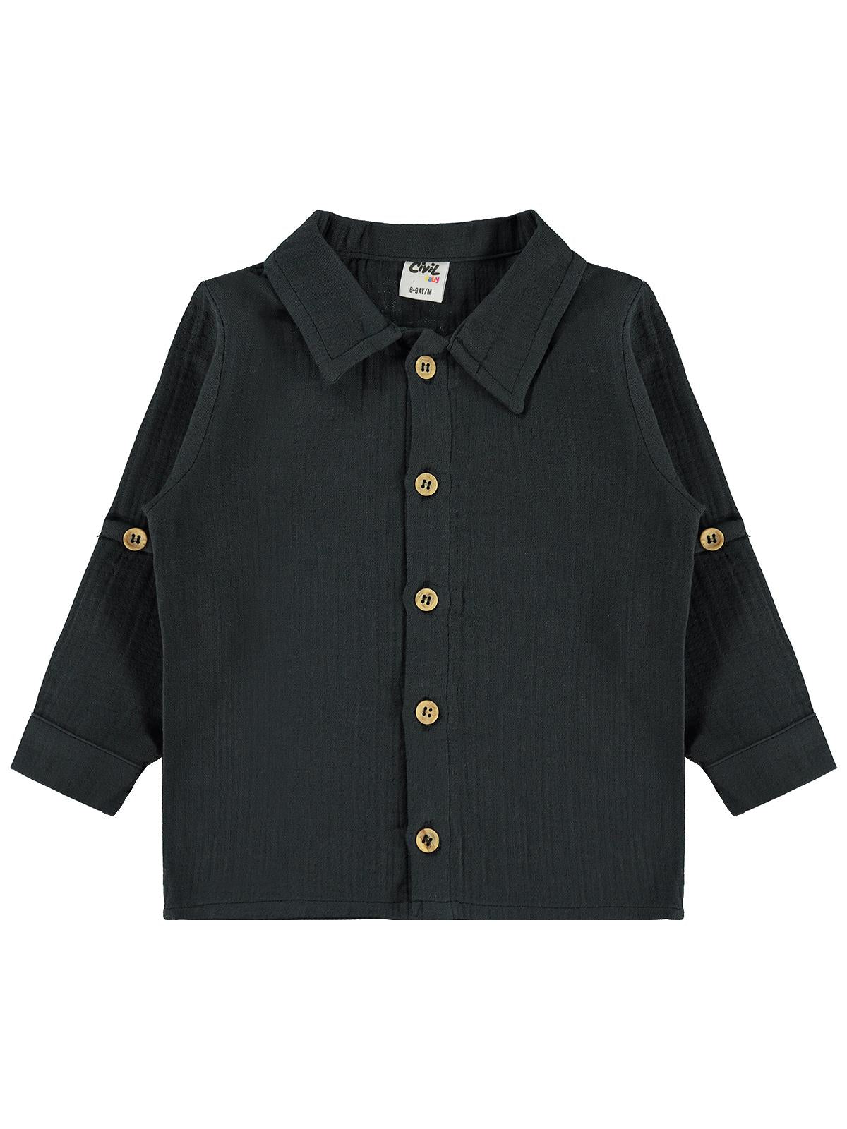 Civil Baby Müslin Uzun Kol 6-18 Ay Gömlek - Gri