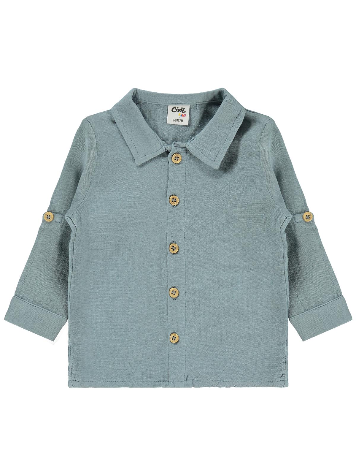 Civil Baby Müslin Uzun Kol 6-18 Ay Gömlek - Mavi