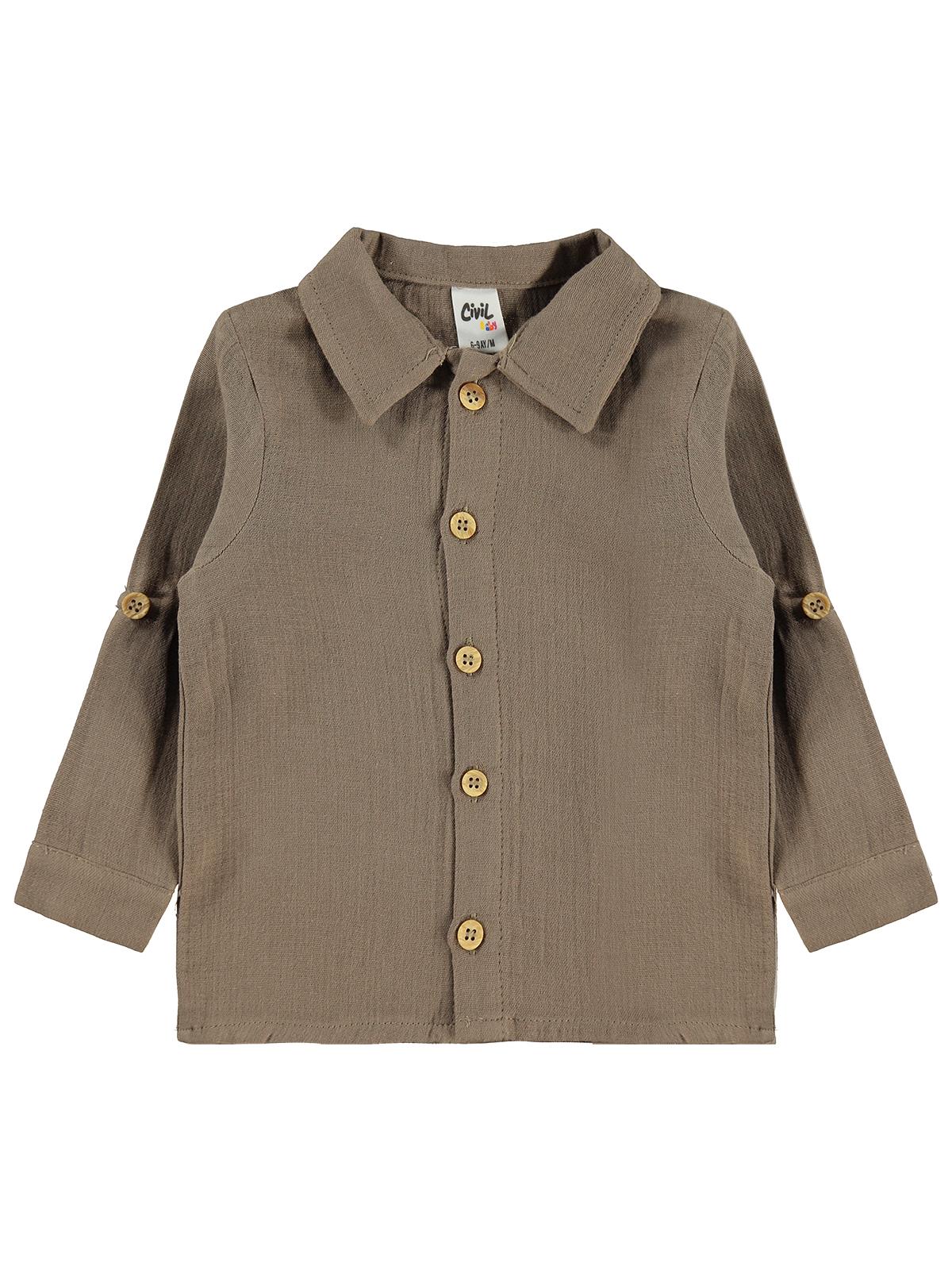 Civil Baby Müslin Uzun Kol 6-18 Ay Gömlek - Kahverengi