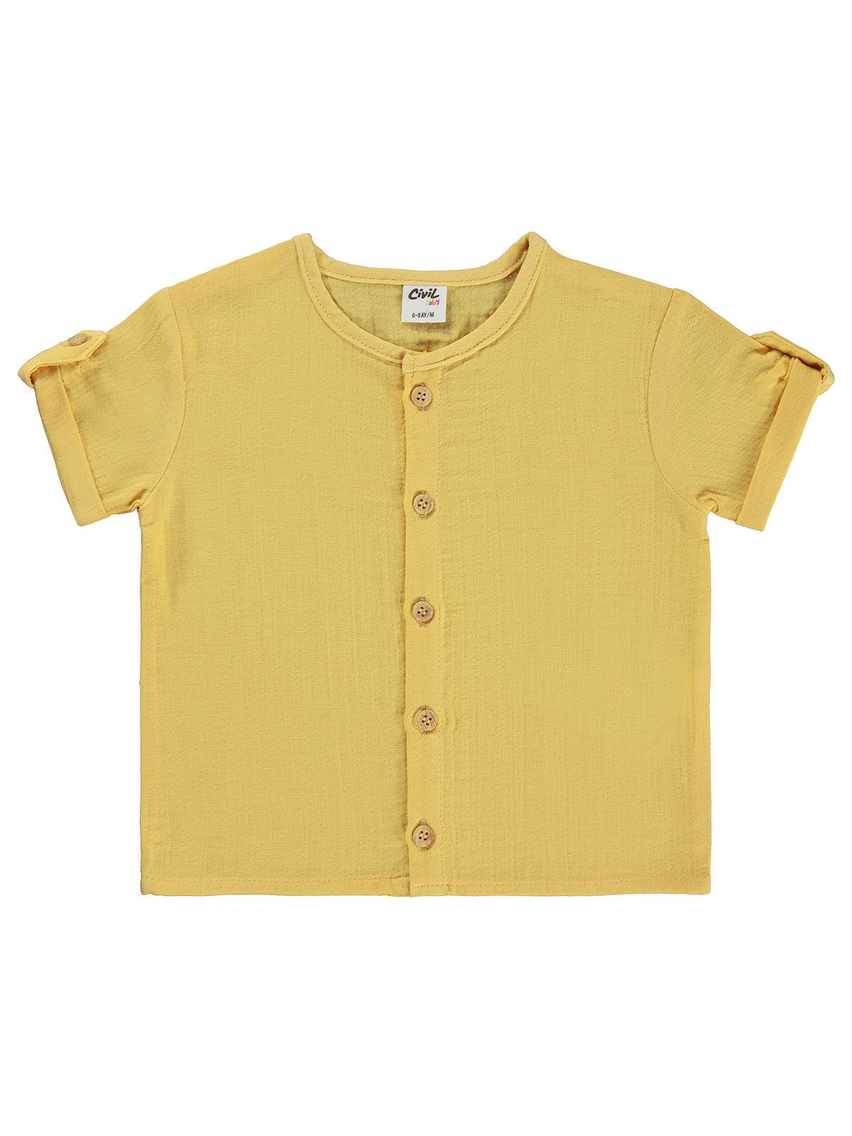 Civil Baby Müslin Kısa Kol 6-18 Ay Gömlek - Hardal