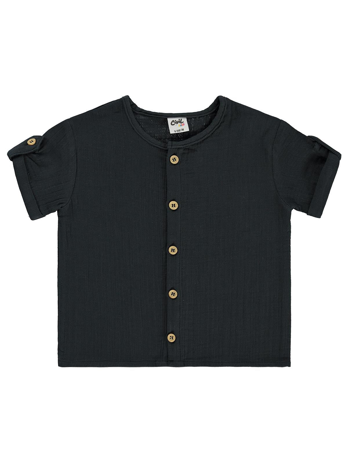 Civil Baby Müslin Kısa Kol 6-18 Ay Gömlek - Gri