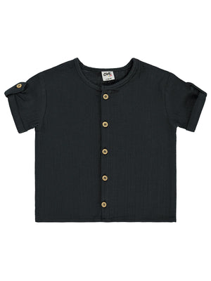 Civil Baby Müslin Kısa Kol 6-18 Ay Gömlek - Gri