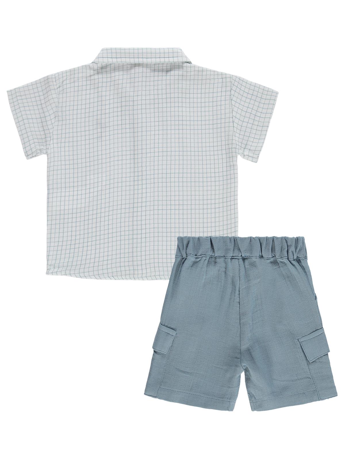 Civil Baby Erkek Bebek Müslin Kareli 6-18 Ay Takım - Ekru