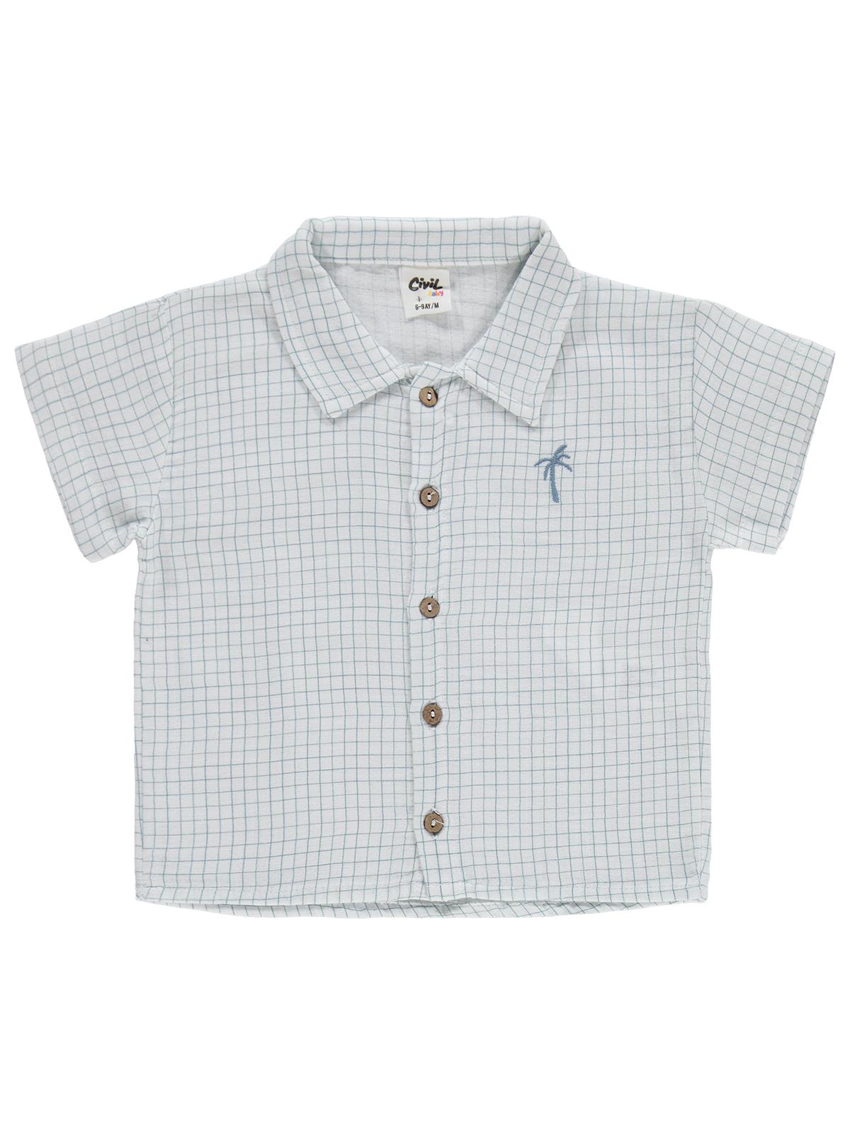 Civil Baby Erkek Bebek Müslin Kareli 6-18 Ay Takım - Ekru