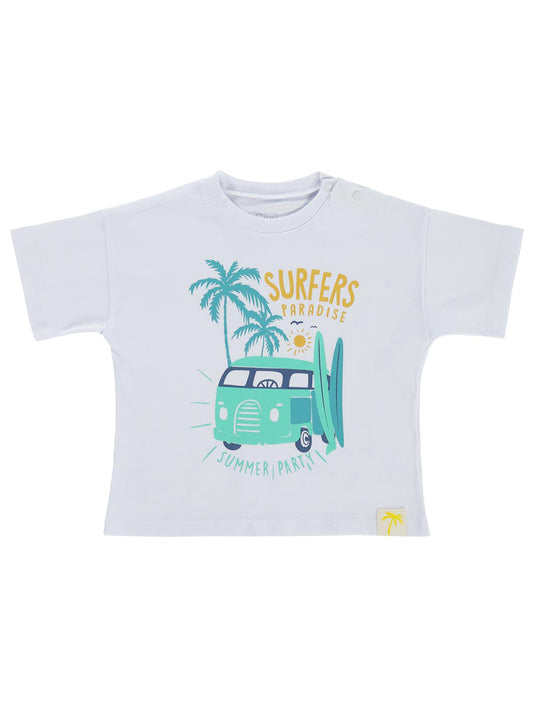 Civil Baby Surfers Paradise Baskılı 6-18 Ay Tişört - Beyaz