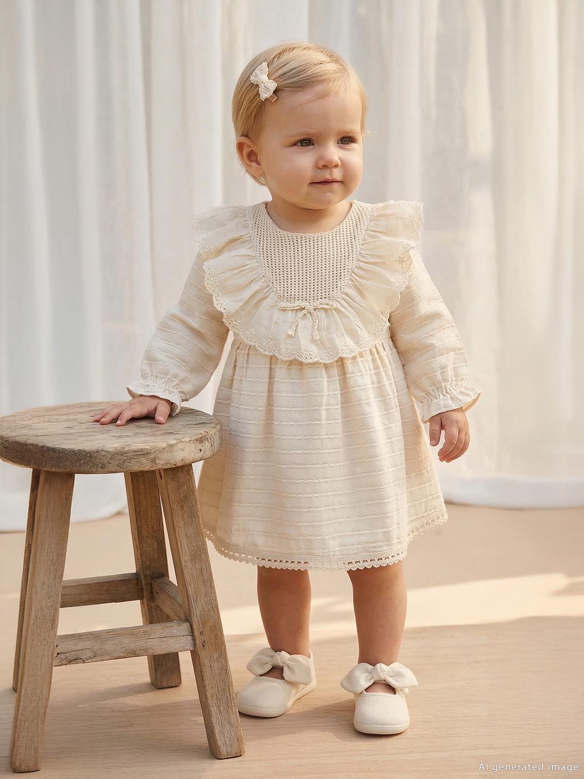 Civil Baby Roba Fırfırlı 6-18 Ay Elbise - Bej