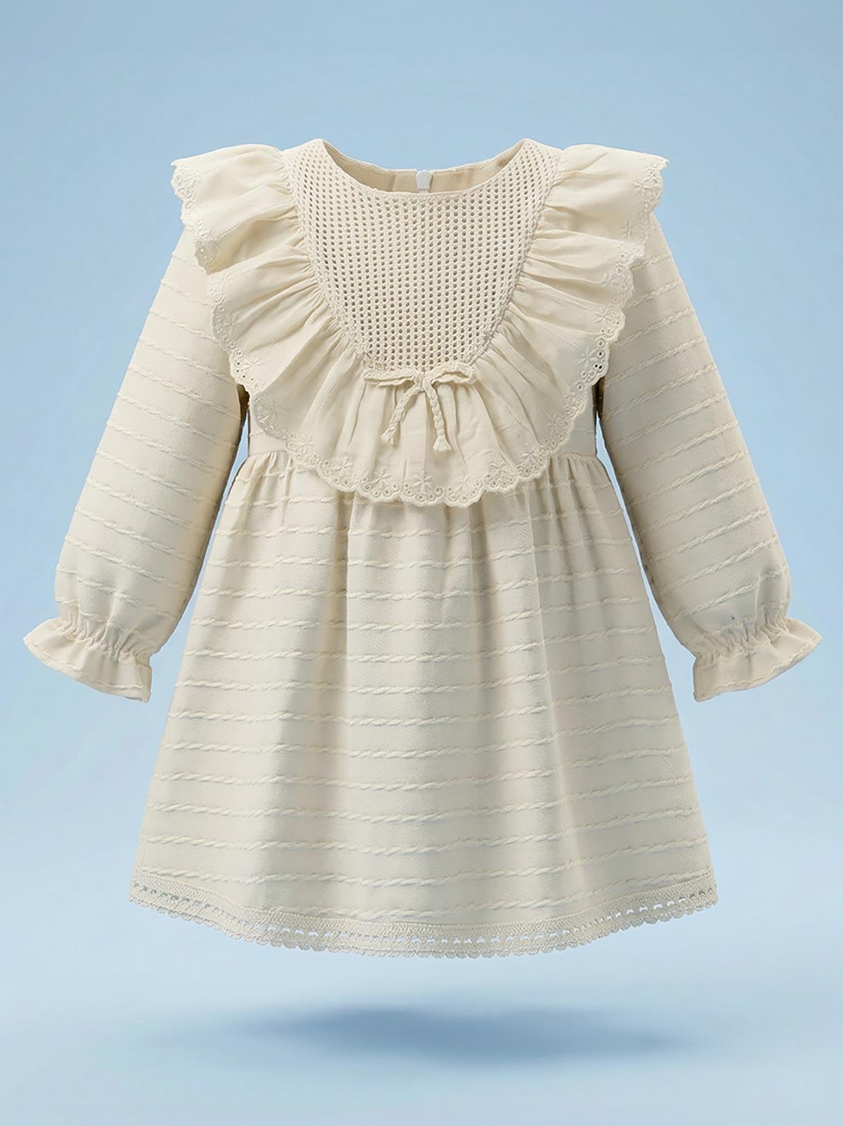 Civil Baby Roba Fırfırlı 6-18 Ay Elbise - Bej