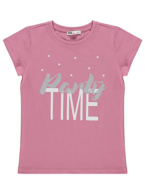 Civil Girls Party Time Baskılı 6-9 Yaş Tişört  - Pembe