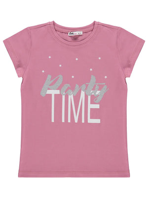 Civil Girls Party Time Baskılı 6-9 Yaş Tişört  - Pembe