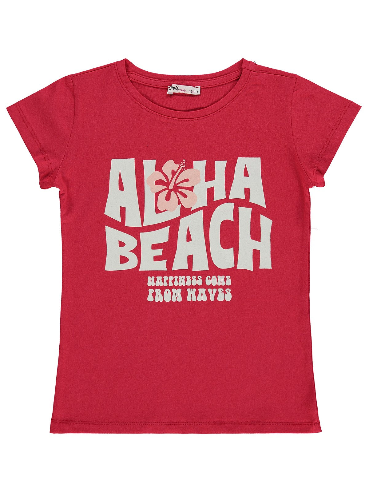 Civil Girls Aloha Beach Baskılı 10-13 Yaş Tişört  - Siyah