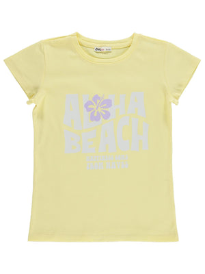 Civil Girls Aloha Beach Baskılı 10-13 Yaş Tişört  - Sarı