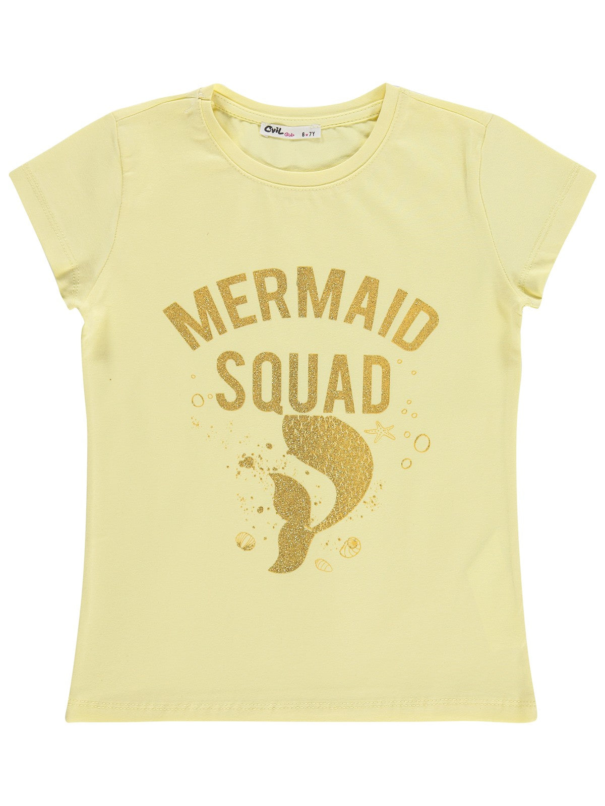 Civil Girls Mermaid Baskılı 6-9 Yaş Tişört  - Sarı