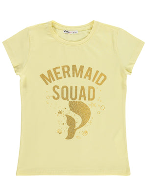 Civil Girls Mermaid Baskılı 6-9 Yaş Tişört  - Sarı