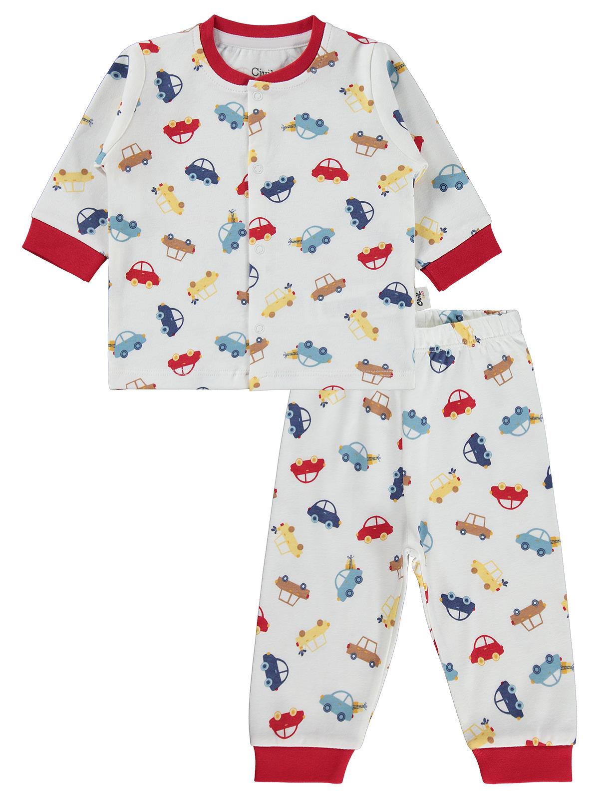 Civil Baby Araba Baskılı 6-18 Ay Pijama Takımı - Kırmızı