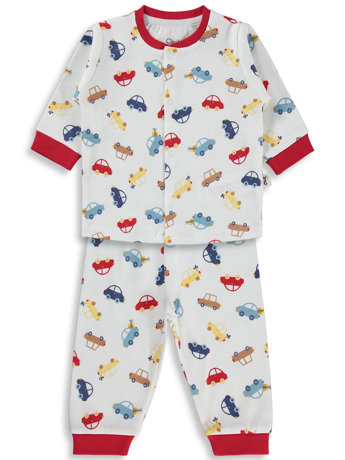 Civil Baby Araba Baskılı 6-18 Ay Pijama Takımı - Kırmızı