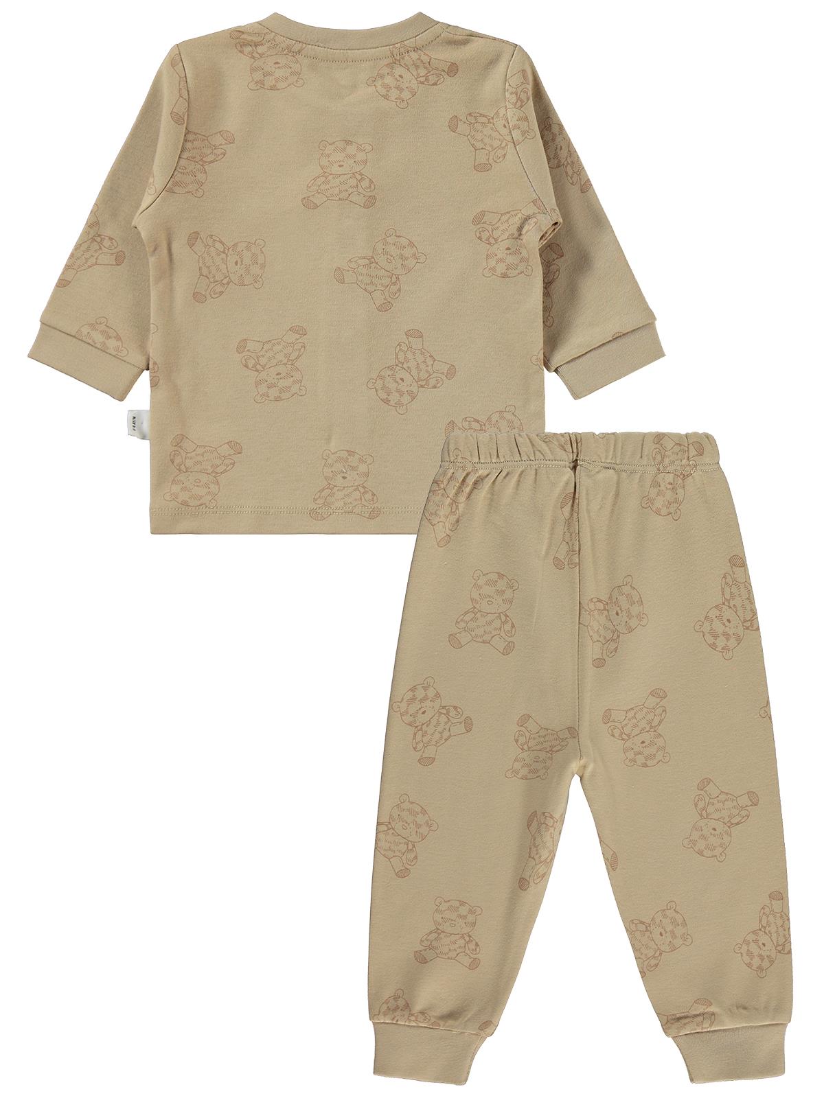 Civil Baby Ayıcık Baskılı 6-18 Ay Pijama Takımı - Kahve