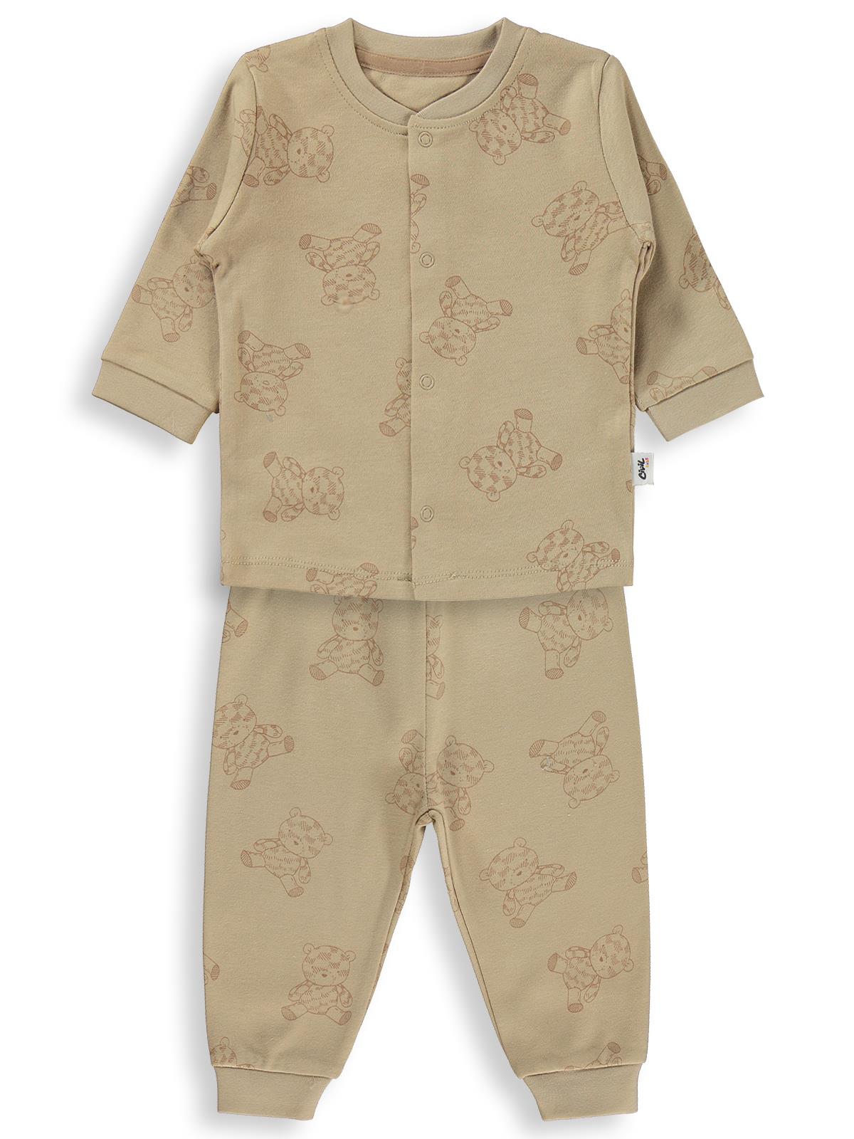 Civil Baby Ayıcık Baskılı 6-18 Ay Pijama Takımı - Kahve