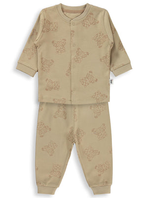 Civil Baby Ayıcık Baskılı 6-18 Ay Pijama Takımı - Kahve