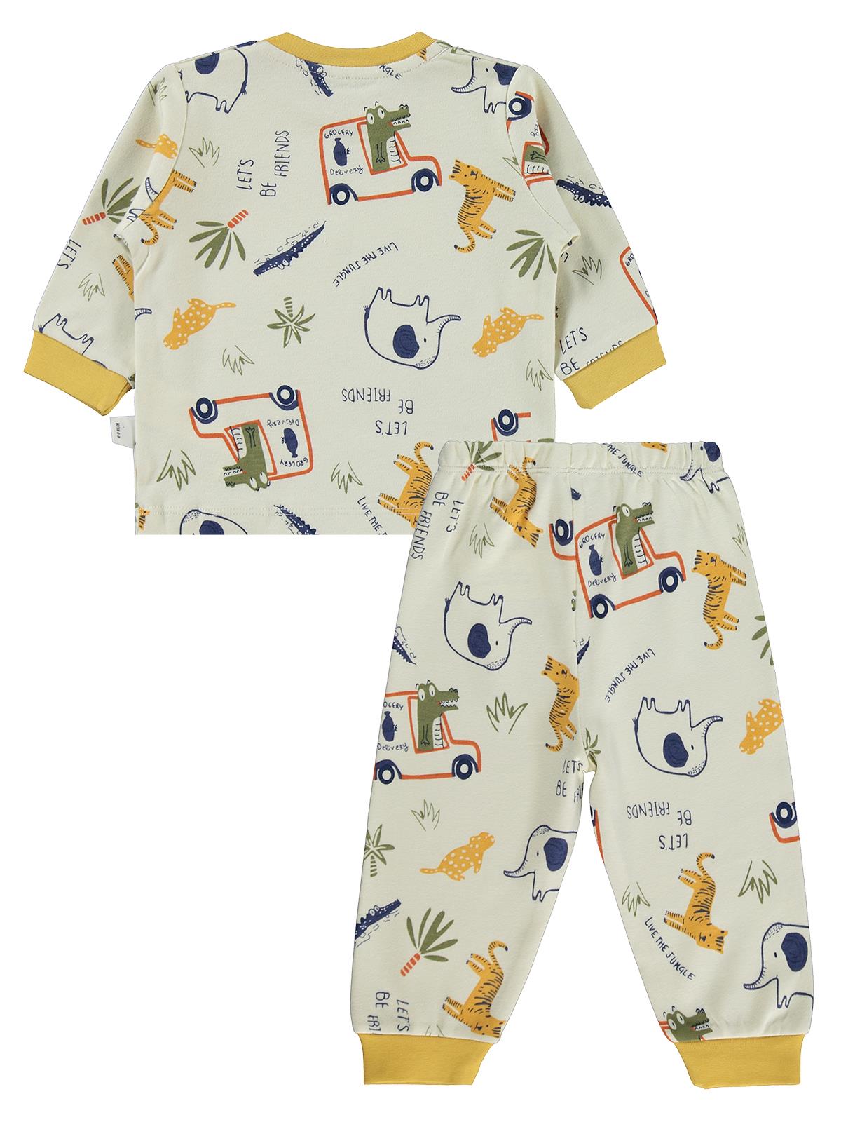 Civil Baby Araba Baskılı 6-18 Ay Pijama Takımı - Hardal