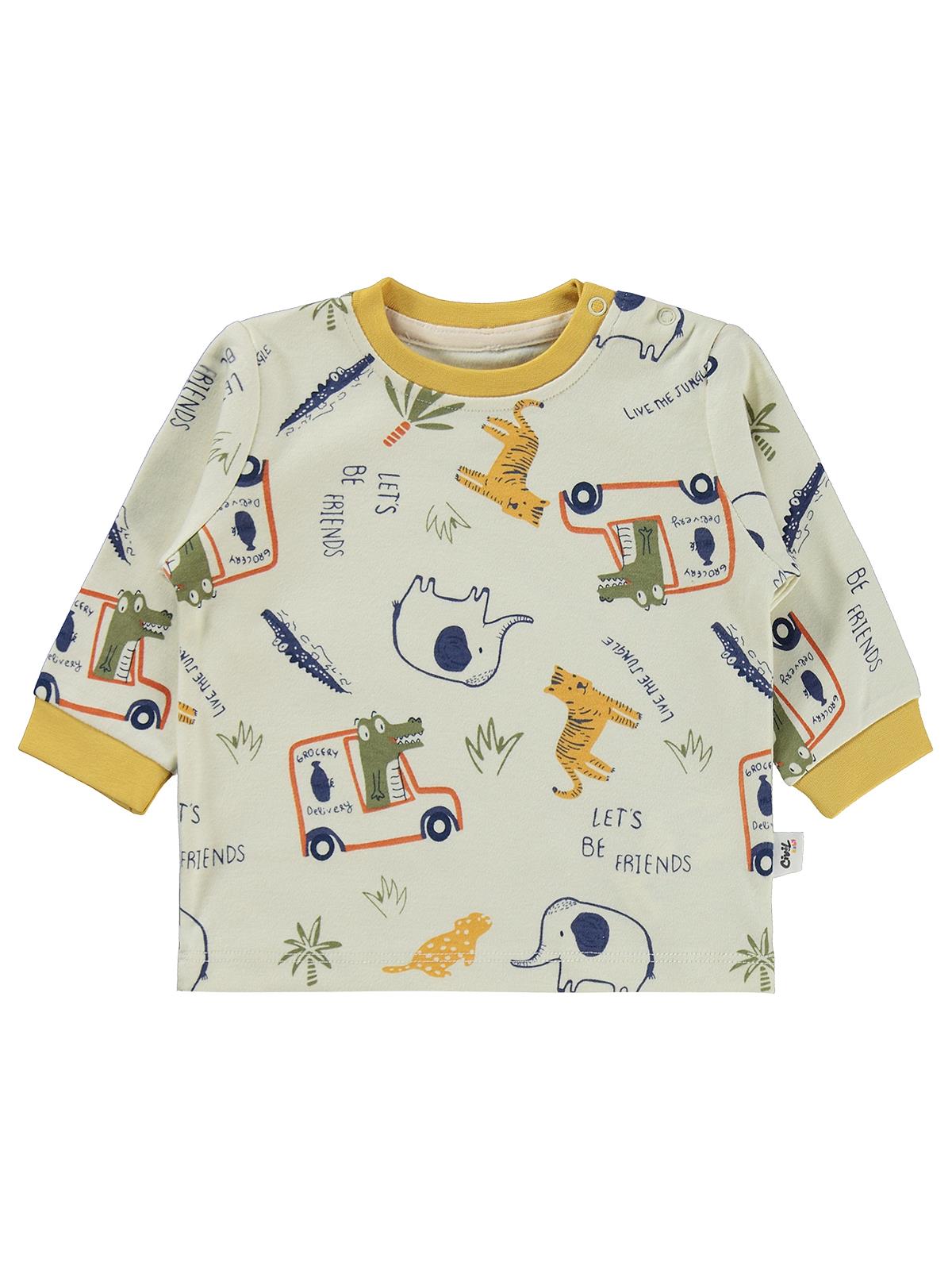 Civil Baby Araba Baskılı 6-18 Ay Pijama Takımı - Hardal