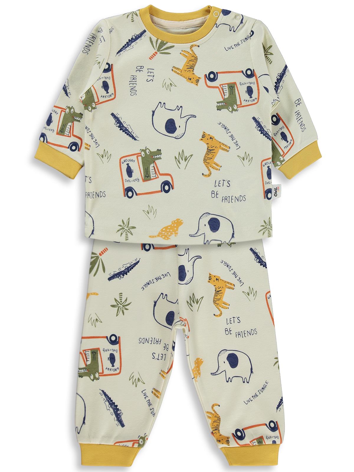 Civil Baby Araba Baskılı 6-18 Ay Pijama Takımı - Hardal