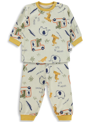 Civil Baby Araba Baskılı 6-18 Ay Pijama Takımı - Hardal