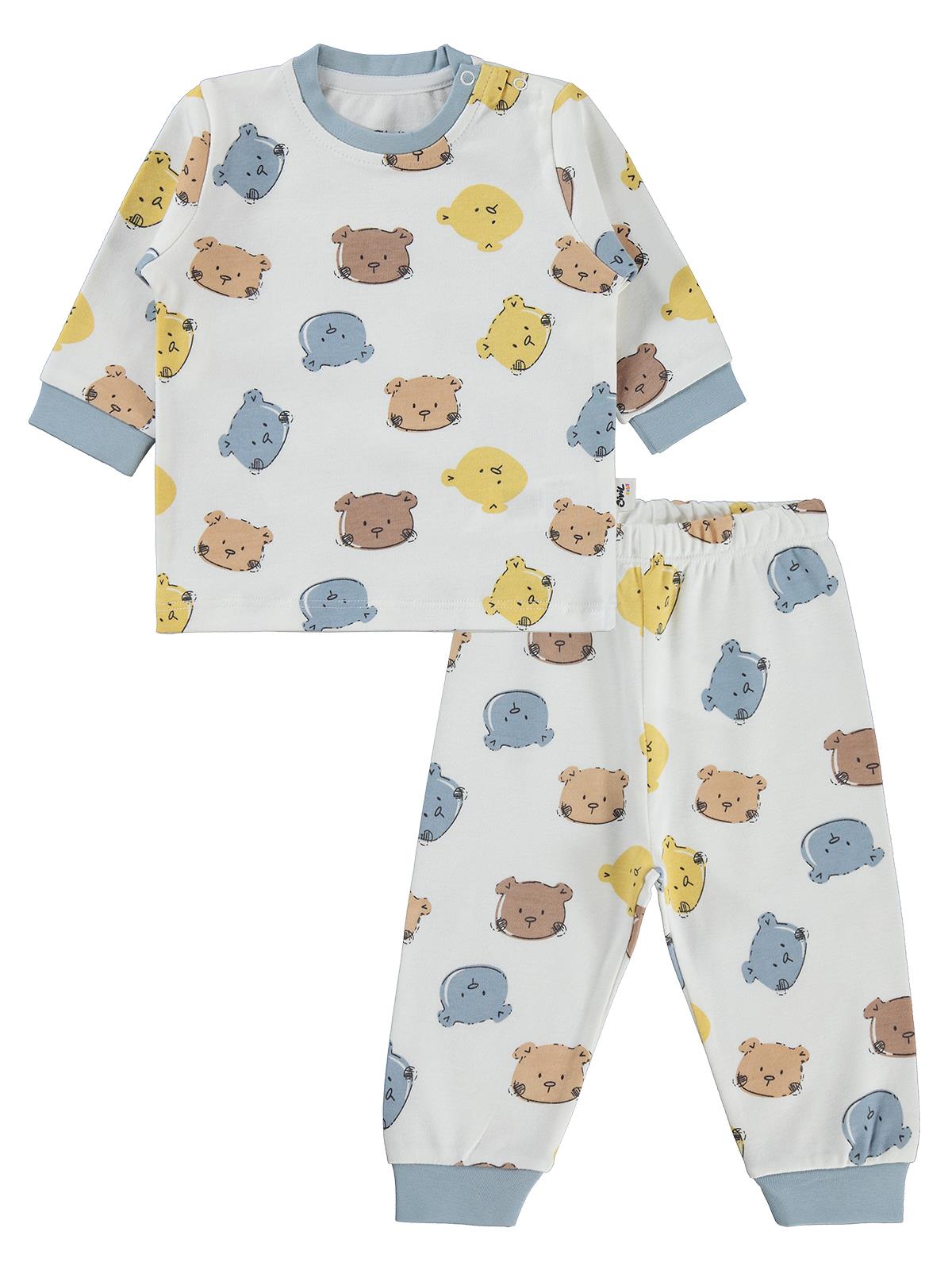 Civil Baby Renkli Ayıcık 6-18 Ay Pijama Takımı - Mavi