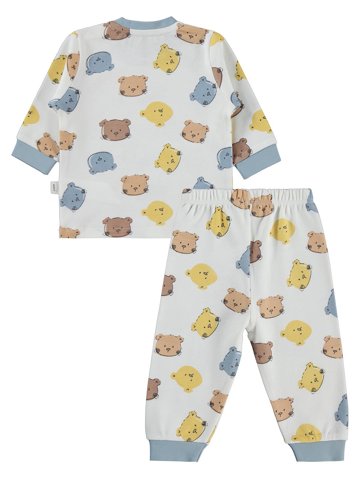 Civil Baby Renkli Ayıcık 6-18 Ay Pijama Takımı - Mavi