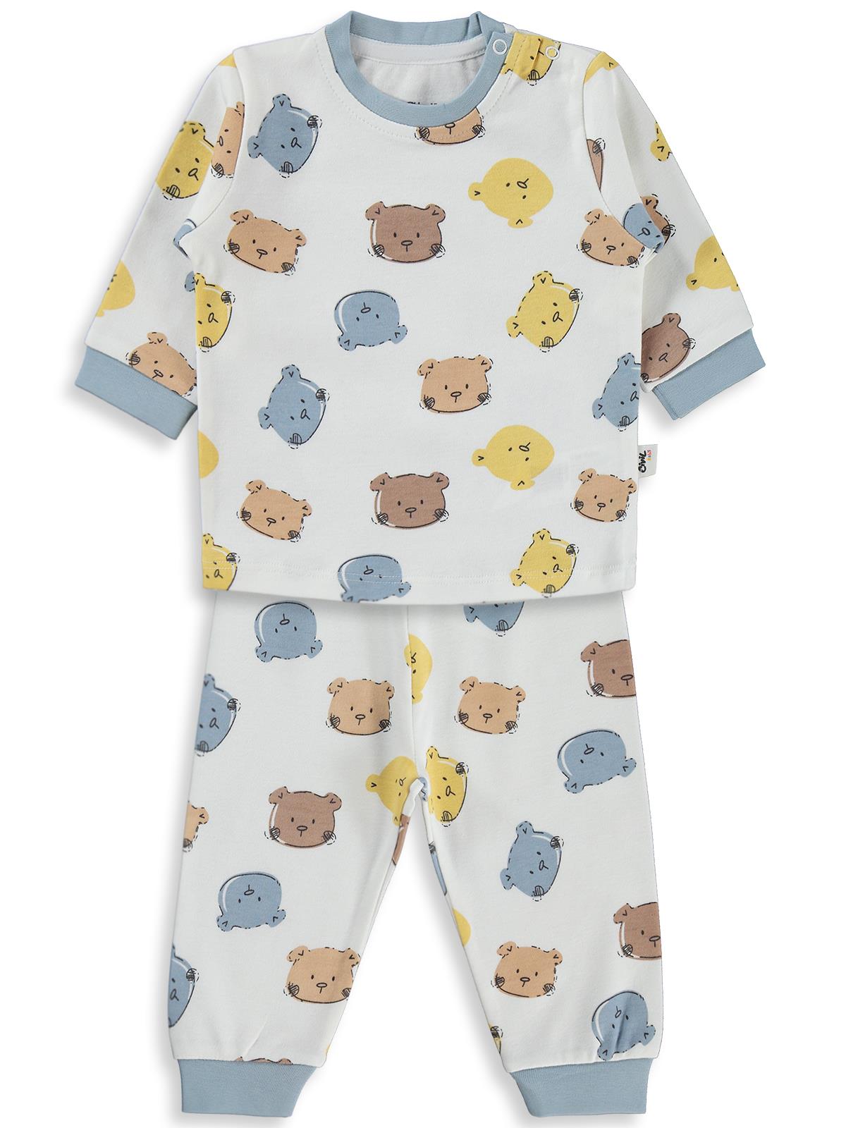 Civil Baby Renkli Ayıcık 6-18 Ay Pijama Takımı - Mavi