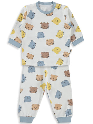 Civil Baby Renkli Ayıcık 6-18 Ay Pijama Takımı - Mavi