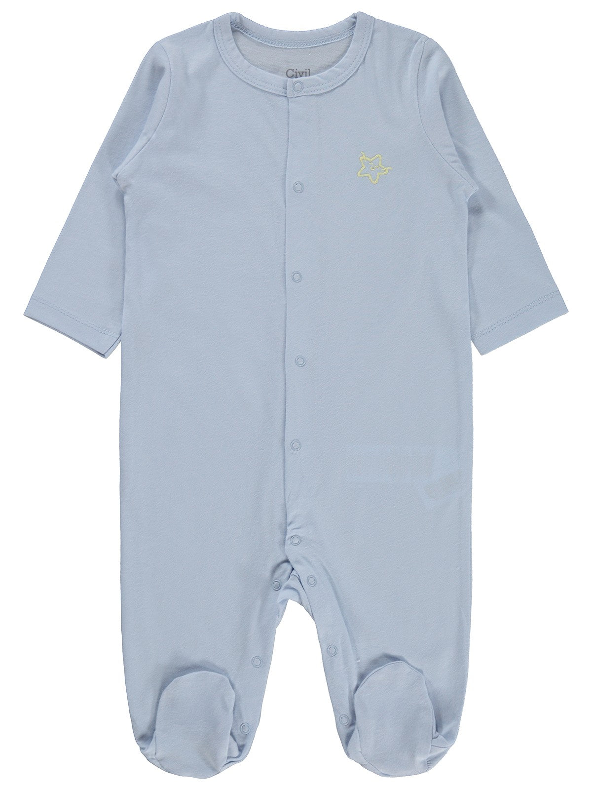 Civil Baby Yıldız Nakışlı 1-9 Ay Tulum - Mavi