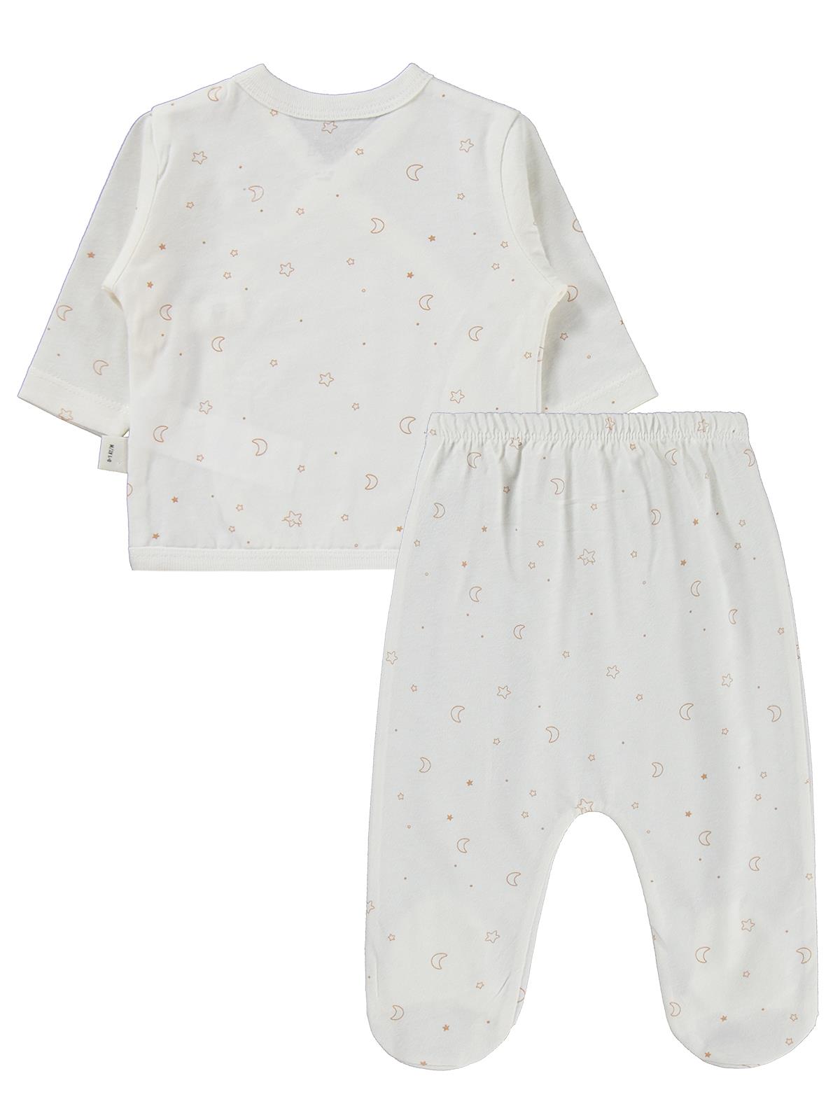 Civil Baby Yıldız ve Ay Empirmeli Zıbın Takımları - Ekru