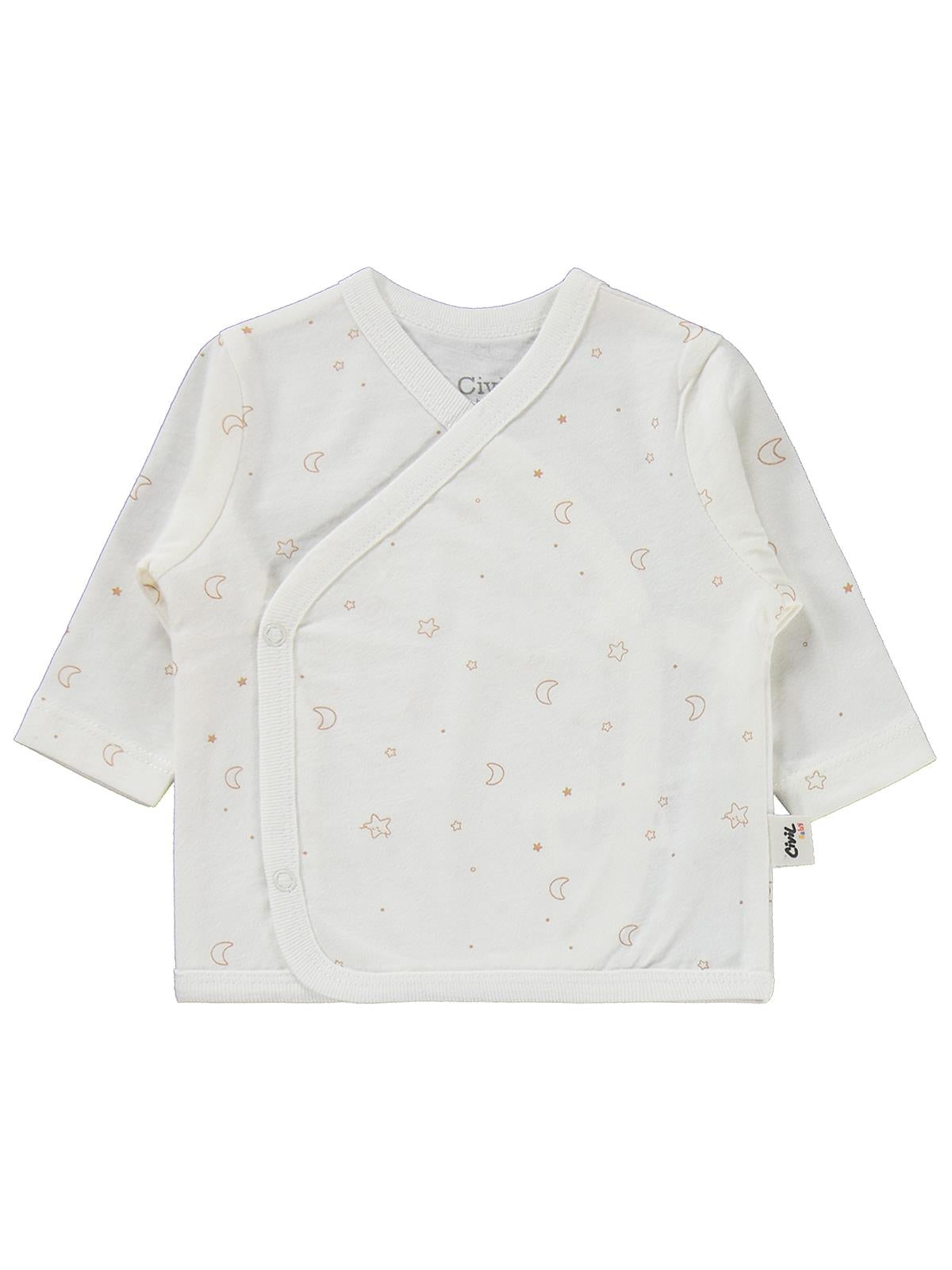 Civil Baby Yıldız ve Ay Empirmeli Zıbın Takımları - Ekru