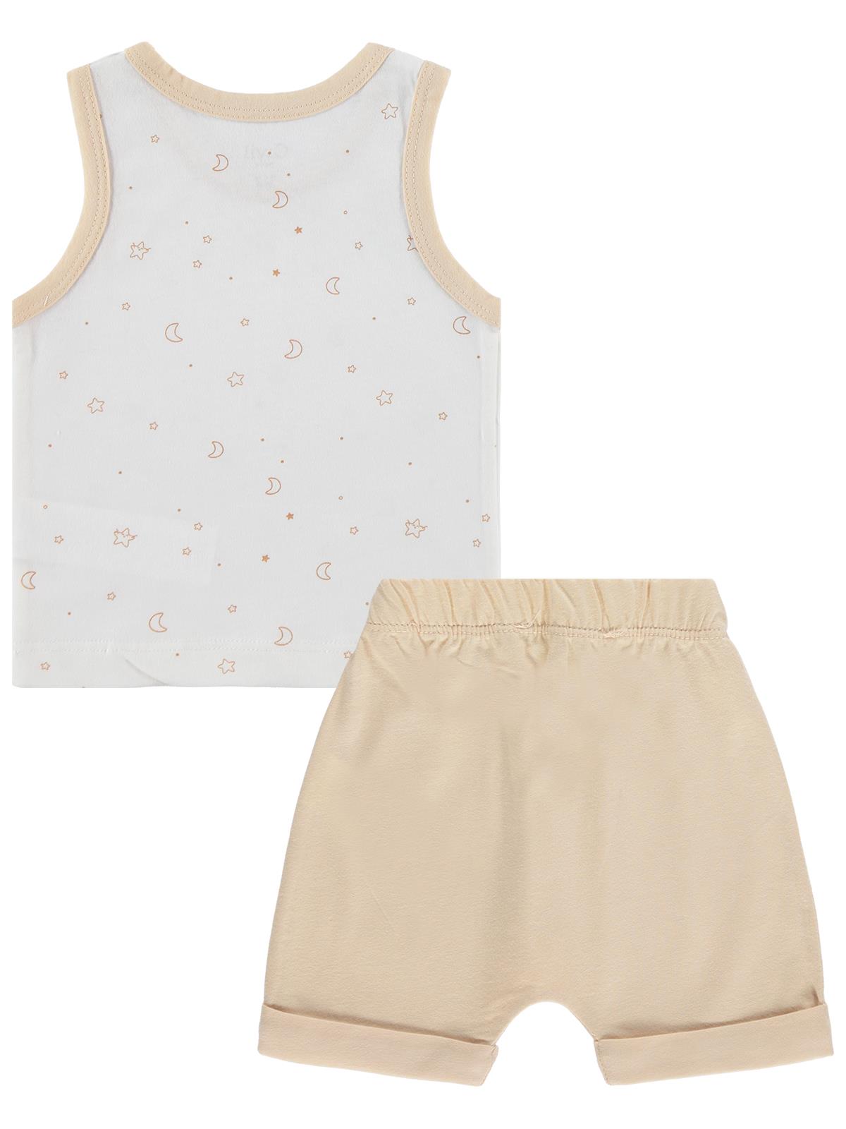 Civil Baby Yıldız ve Ay Empirmeli 3-12 Ay Takım - Ekru