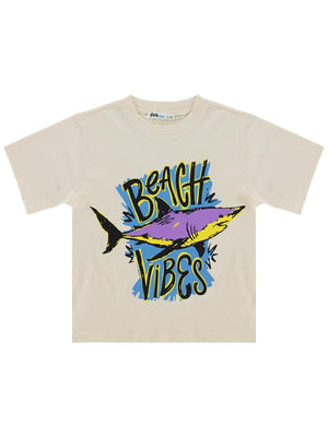 Civil Boys BEACH VIBES Baskılı 2-5 Yaş Tişört - Ekru