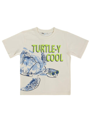Civil Boys Turtley Cool Basklı 2-5 Yaş Tişört - Ekru