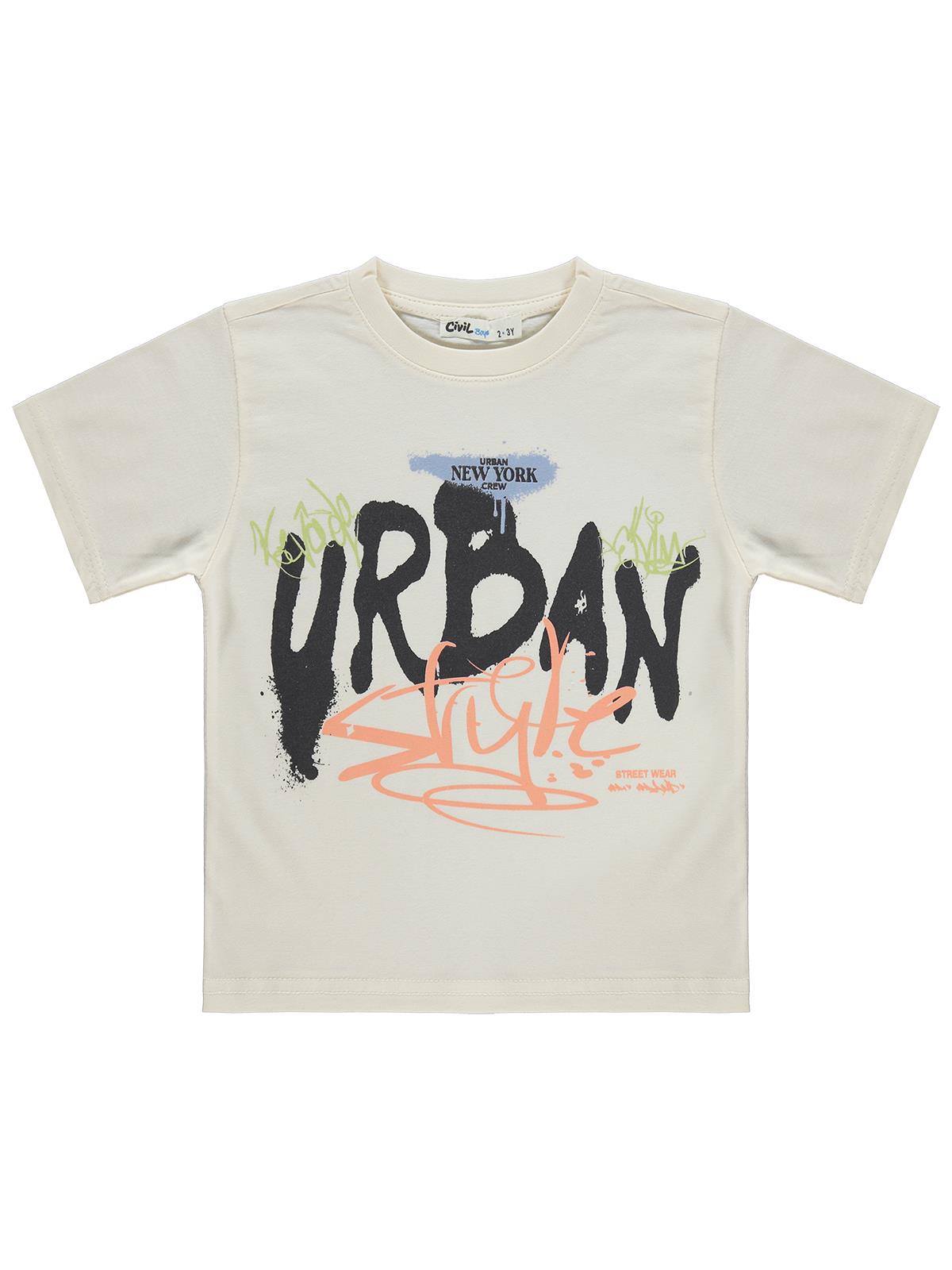 Civil Boys Urban Basklı 2-5 Yaş Tişört - Ekru