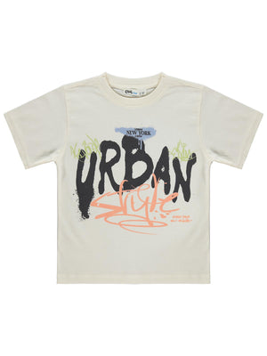 Civil Boys Urban Basklı 2-5 Yaş Tişört - Ekru