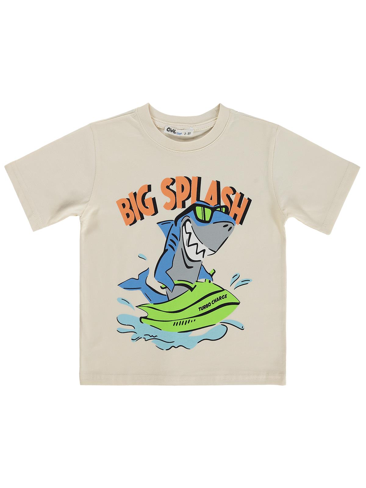 Civil Boys BIG SPLASH Baskılı 2-5 Yaş Tişört - Ekru
