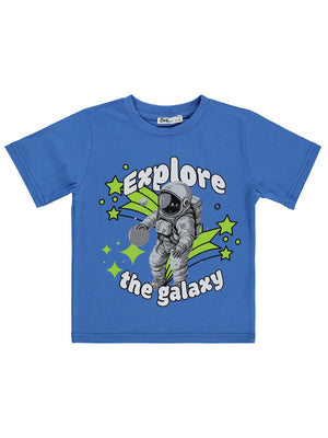 Civil Boys EXPLORE ASTRONOT Basklı 2-5 Yaş Tişört - Mavi